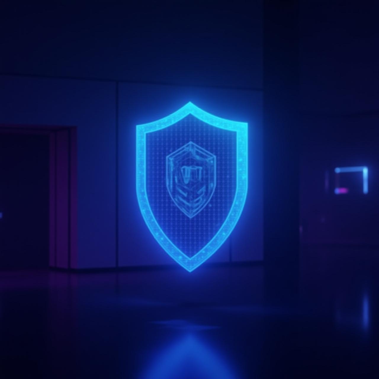 Futuristic holographic shield representing data security and privacy